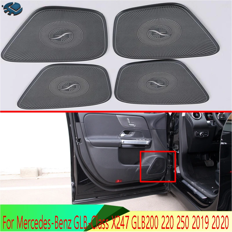 For Mercedes-Benz GLB-Class X247 GLB200 220 250 2019 2020 Stainless Steel Speaker Cover Interior Trim Side Door Stereo Bezel