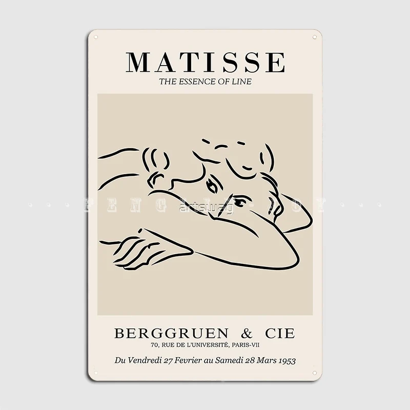 Henri Matisse Line Drawing Of Woman Essense Of Line Metal Sign Pub Club Bar Classic Poster Tin Sign Poster