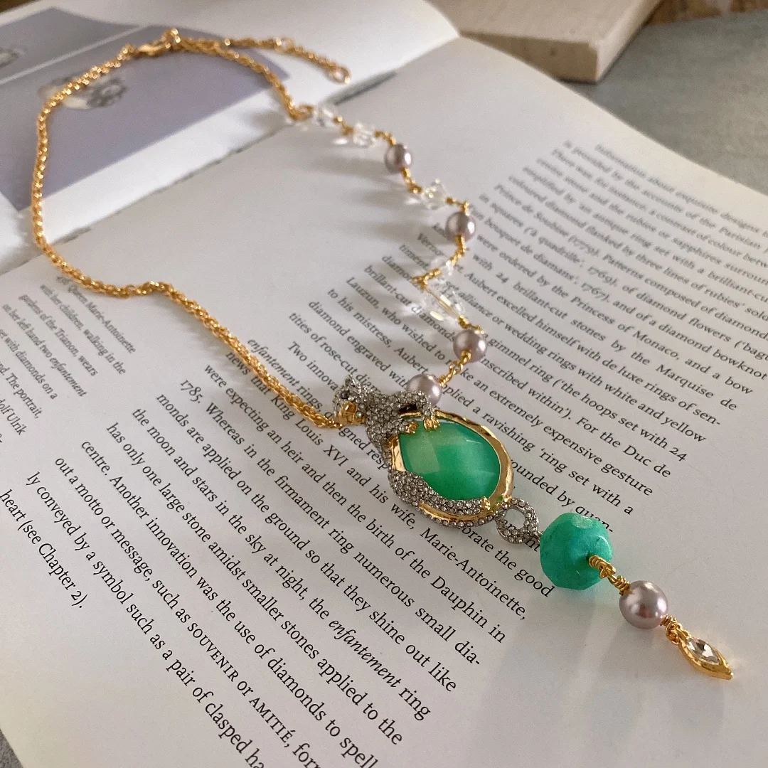 اللؤلؤ مطعمة المرأة بسيطة الرجعية قلادة قلادة مجوهرات الأزياء #6