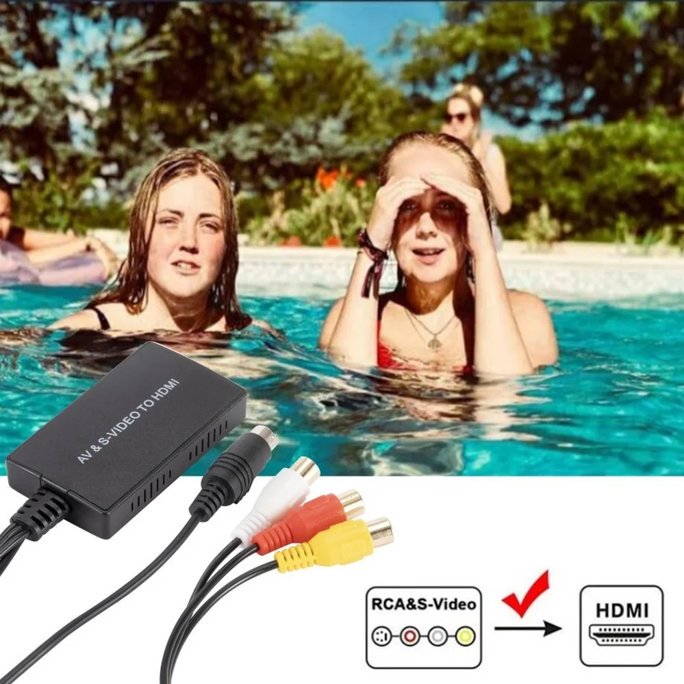 PzzPss RCA /AV SVIDEO na HDMI kompatybilny Adapter do DVD HD TV STB kompatybilny z PS2/PS3,720P /1080P AV s-video konwerter wideo