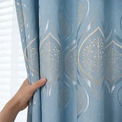 310cm Height Custom Made Curtain for Bedroom Window 70% Blackout Blue luxury Living Room Curtain Decorative Drapes
