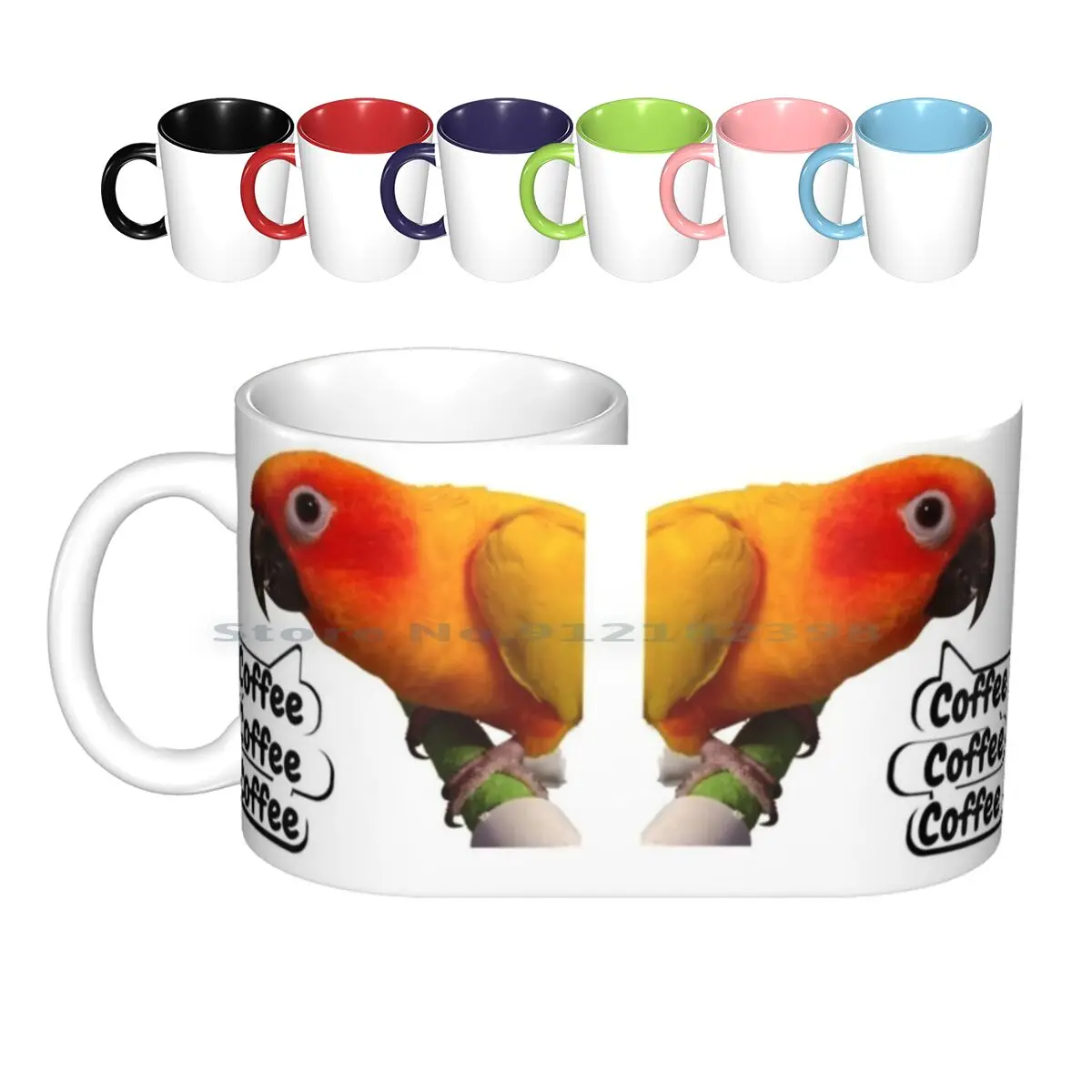 Coffee Coffee Coffee Ceramic Mugs Coffee Cups Milk Tea Mug Chomper Designs Pipsqueak Conure Sun Conure Coffee Kaffee Parakeet