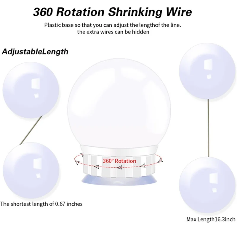 OURFENG LED Vanity Light USB Hollywood Style Hidden Winding Wire Mirror Light For Makeup