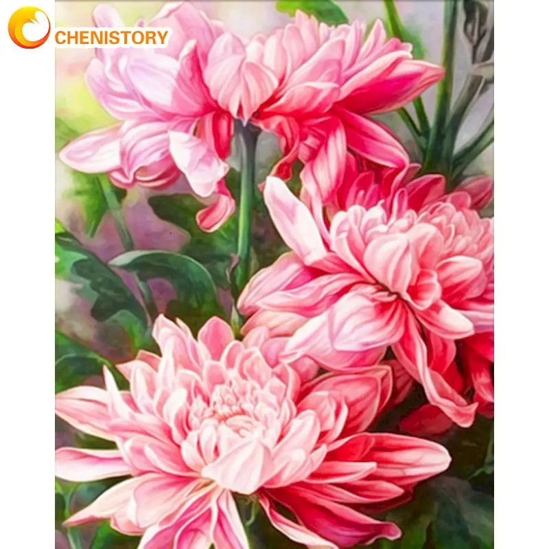 

CHENISTORY 40x50cm Framed Painting By Numbers Kits For Adults Hand Painted Peony Flower Picture By Number Diy Gift Home Decors