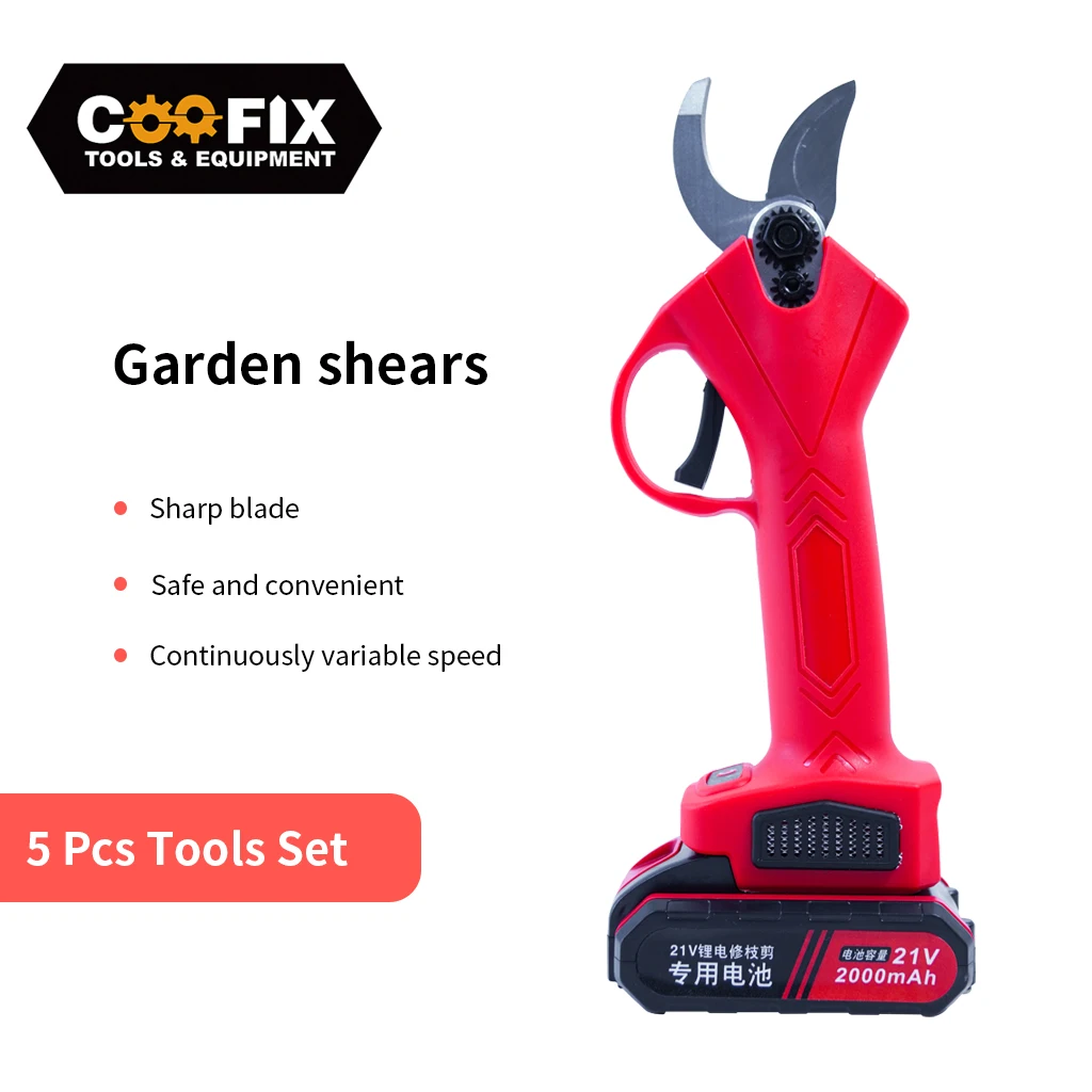 COOFIX 21 فولت الكهربائية التقليم المقصات كفاءة شجرة الفاكهة بونساي مجزات تشذيب الحديقة المنزلية حديقة القص