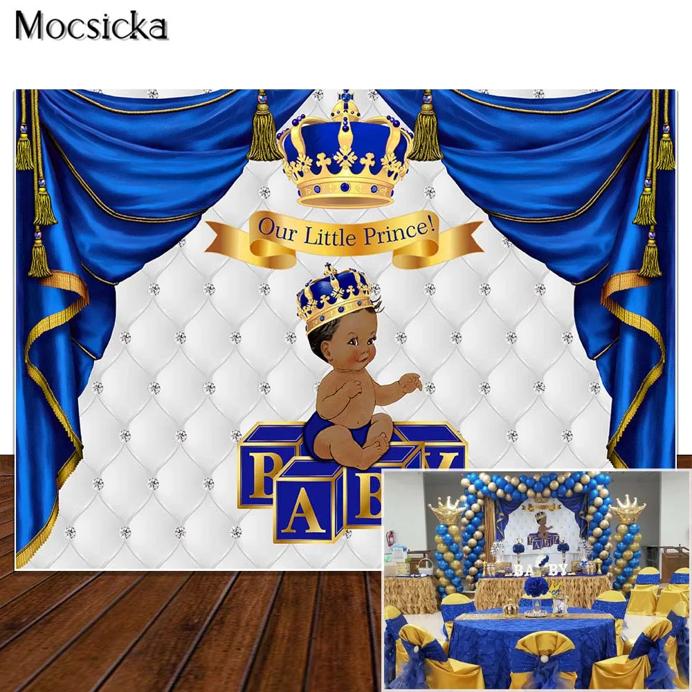 خلفية استحمام الطفل الملكي العرقية الأمير الصغير الذهبي نمت خلفية الصورة الأزرق الملكي والفضي الخلفيات الزينة