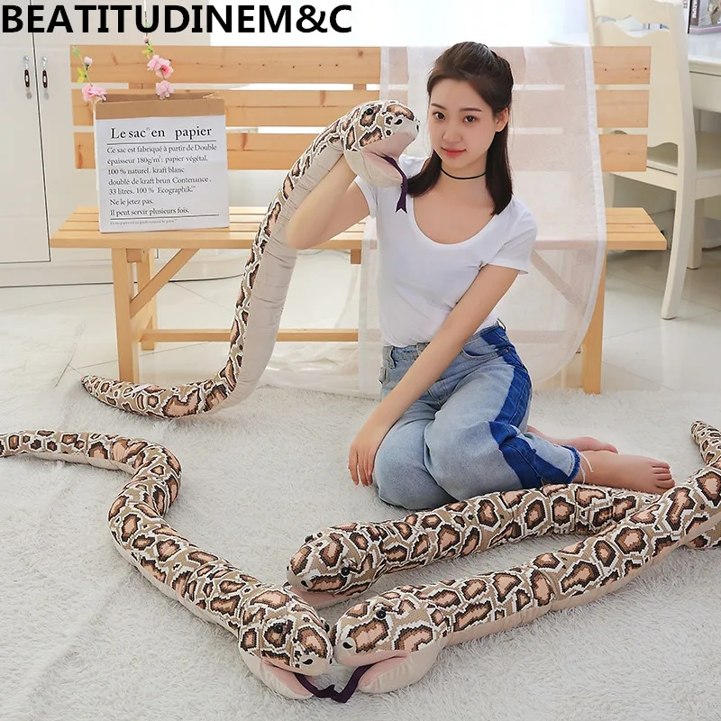 1Pcs 165cm Beauty and Snake Game Hand Puppet Plush Toys, Leopard Print Sexy Snake Plush Toys, Children Toys, Home Decoration, Gi