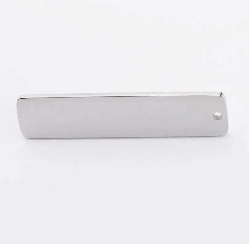 50 Stück 10 x 40 mm rechteckige Tag-Streifen, leere Charms, hochglanzpoliert, Edelstahl, für DIY-Schmuckherstellung – Detail 4