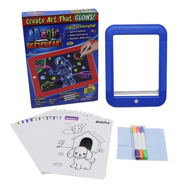 3D Magic Drawing Pad Children\'s Fluorescent Drawing Board Puzzle Luminous Magical Graffiti Writing Pad 3D Luminous Drawing Pad