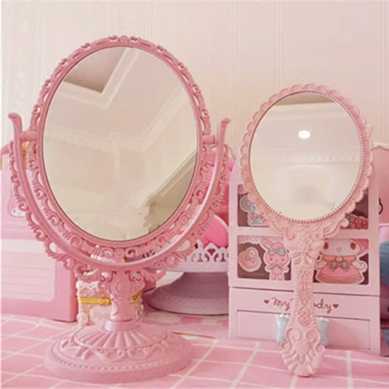 Pink Mirror Table Mirror Makeup Mirror Double-sided Mirror Magnifying Vanity Mirror for Bedroom Home Decoration