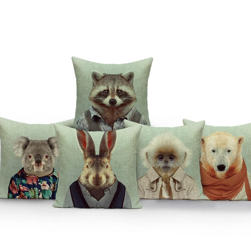 

Animal Series Cushion Cover Home Decor Cushions Custom Throw Pillows Case Mr. Rabbit Koala Bear Deer Car Sofa Pillow Cover