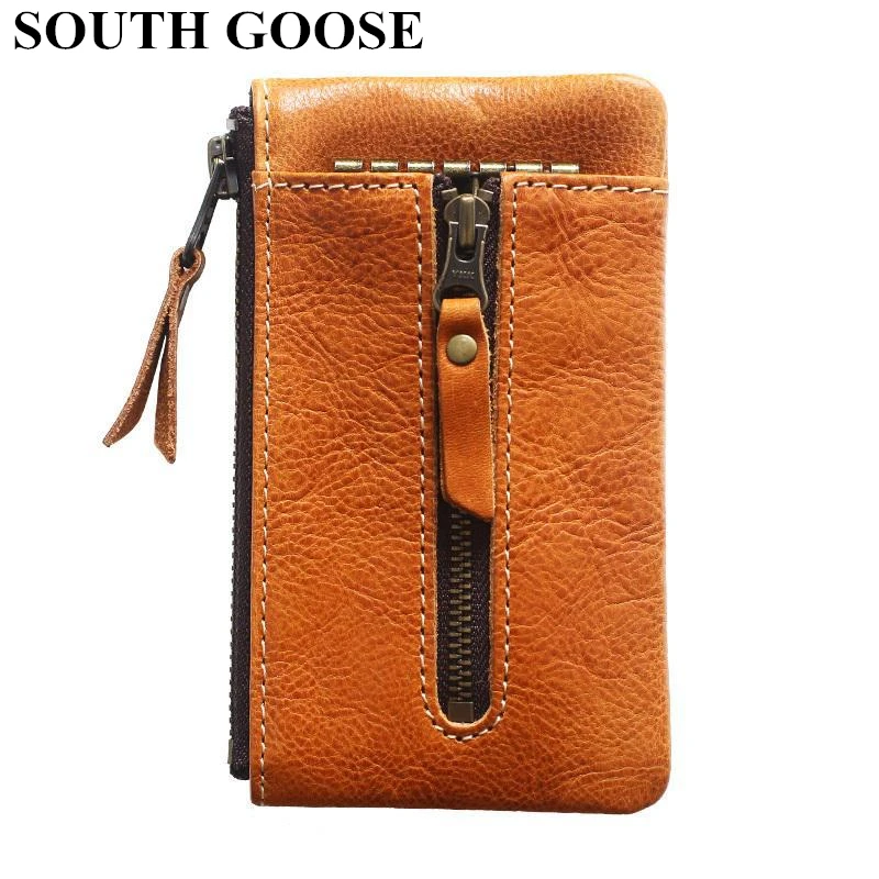 Genuine Leather Key Wallets Unisex Retro Keys Organizer Men Cowhide Key Card Holders Women Housekeeper Keychain Cover Coin Purse