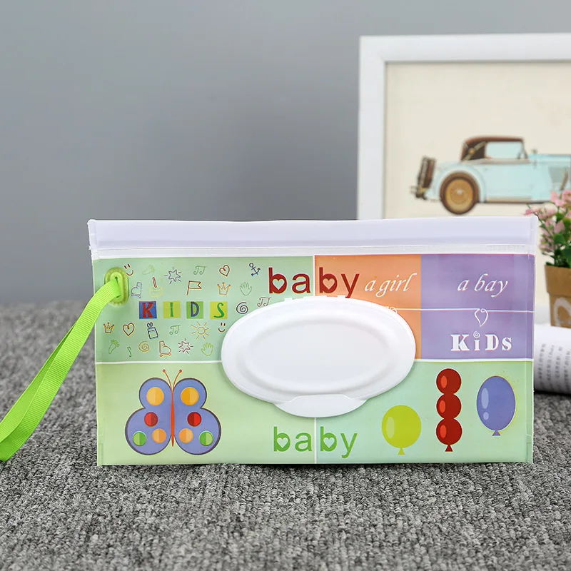 Support portable pour lingettes en poudre pour bébé, étui à lingettes, housse à rabat, sangle à pression, réutilisable, quotidien, sac à lingettes,