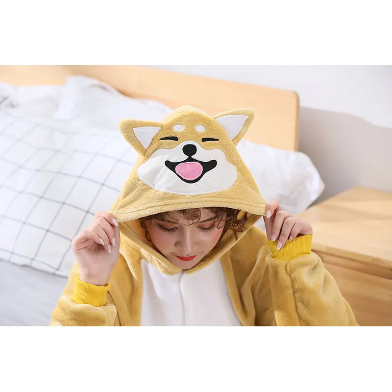 Husky Shiba Inu Jumpsuit Corgi Akita Dog Animal Pajamas Women Men Cartoon Onesie Adults Cosplay Costume Sleepwear Bodysuits