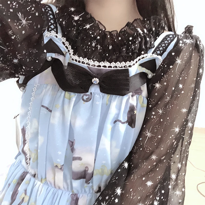 Japanese Summer Sweet Lolita Top Student Cute Kawaii Girl Bubble Sleeve Shirt Victorian Shirt Lolita Shirt Loli Cos Lolita