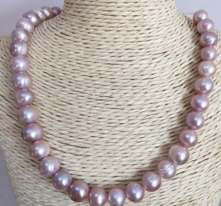 

Free shipping gorgeous 10-11mm south sea baroque lavender pearl necklace 18"14K Gold Clasp KKK