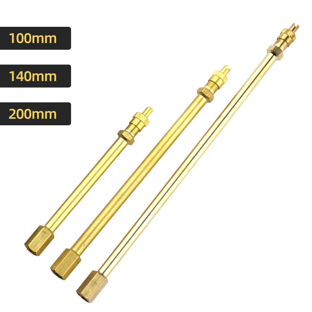 Brass Auto Tire Valve Extension Adaptor, Air Tyre Stem Extender Iation Stright Bore for Motorcycle, Bike, Mower and Scooter