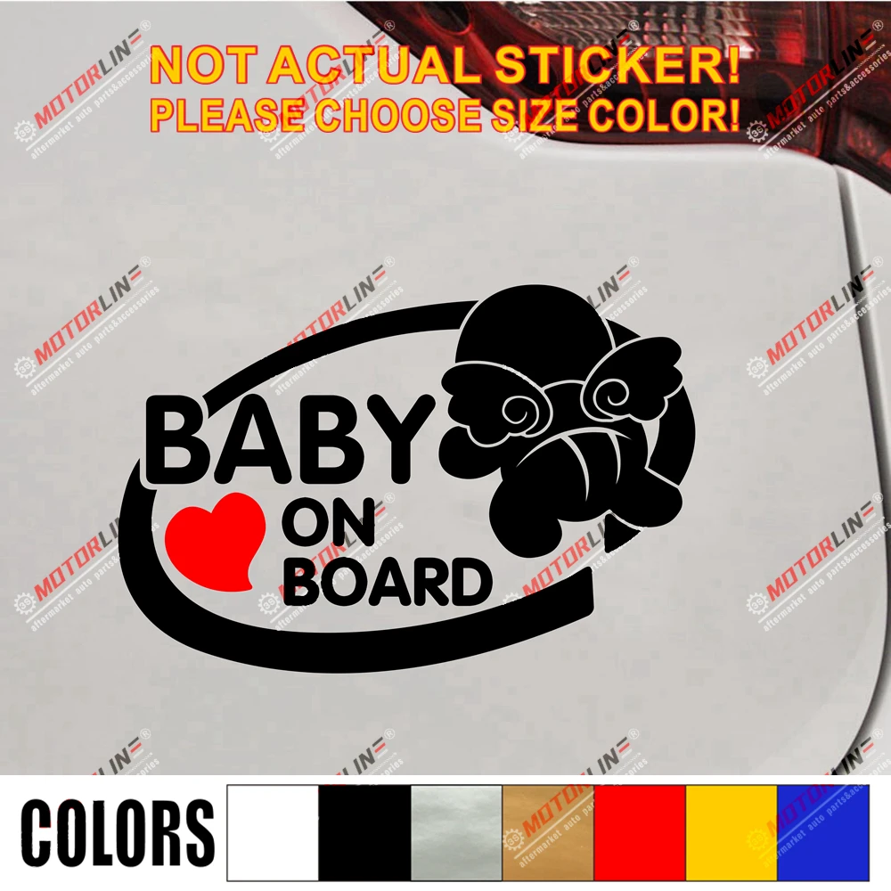 

Baby On Board in Car Angel Decal Sticker Car Vinyl pick size color no bkgrd