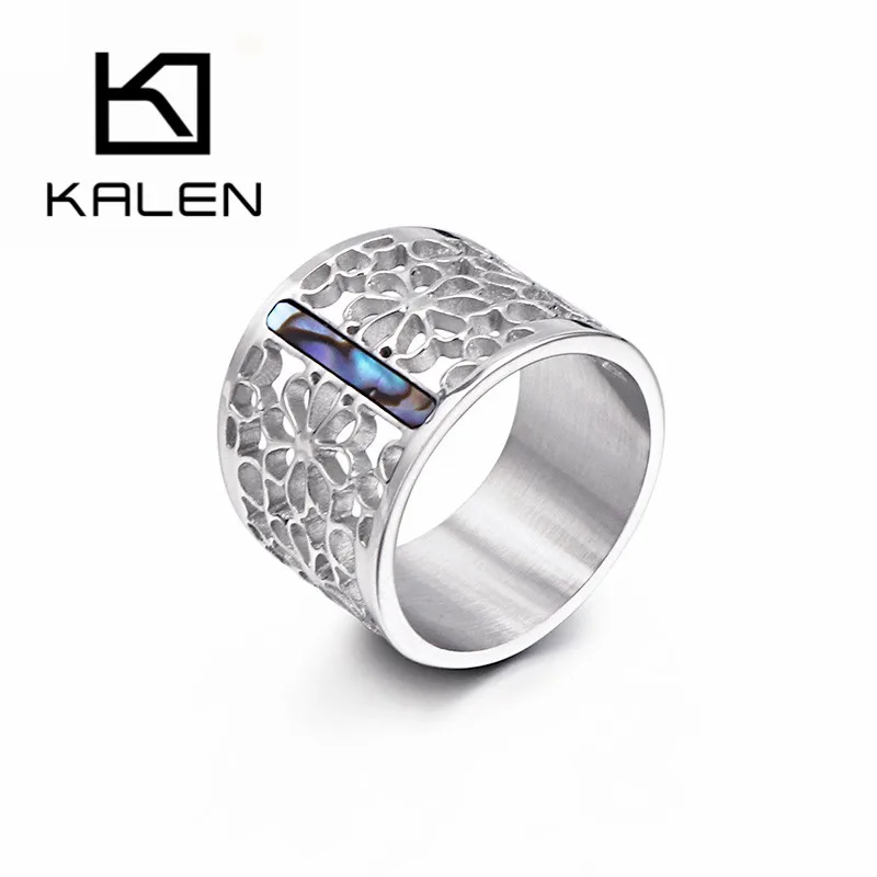 KALEN New Stainless Steel Rings For Women Fashion Hollow Branch Flower Gold Color Rings Mujer Bague Party Jewelry