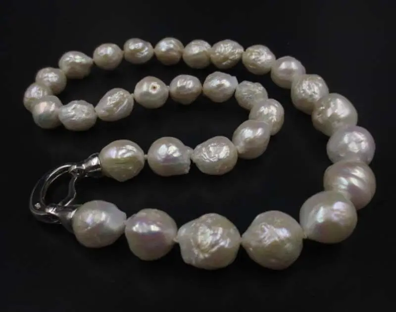 

natural WHITE 11-13mm FURROW Kasumi pearl necklace 18 "