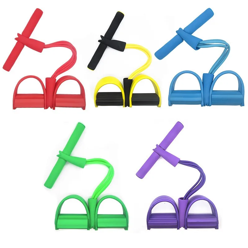 4 Tube Strong Fitness Resistance Bands Latex Pedal Exerciser Foot Expander Women Men Sit Up Pull Ropes Yoga Fitness Equipment