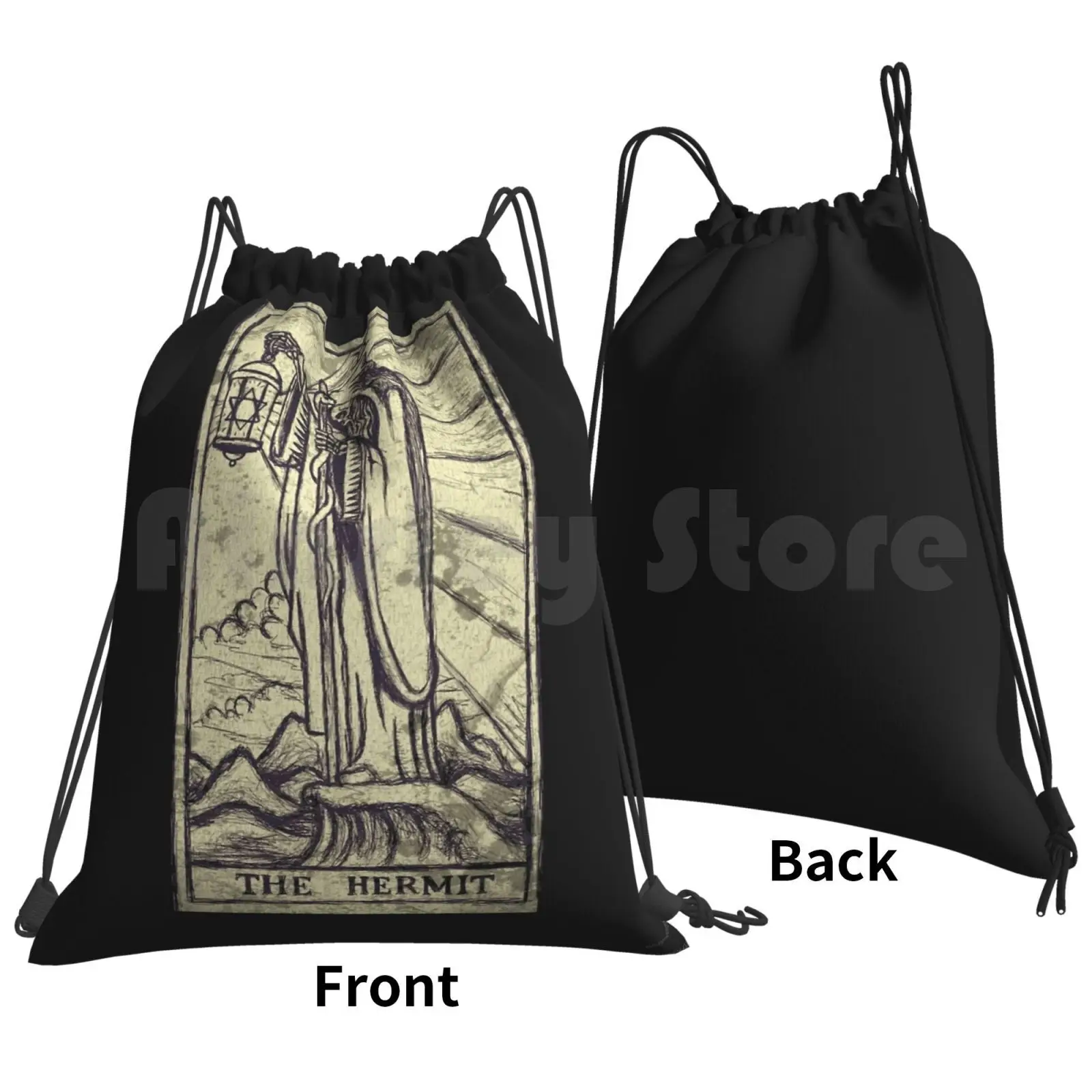 The Hermit Backpack Drawstring Bag Riding Climbing Gym Bag The Hermit Hermit Occult Tarot Skeleton Witch