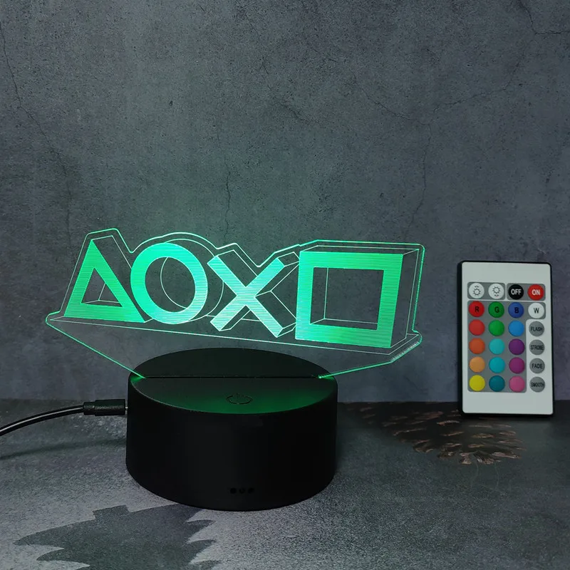 3d Illusion Night Lamp Gaming Room Game Pad Desk Setup Lighting Decor for Playstation Console Icon Logo Sensor Table Light Gift