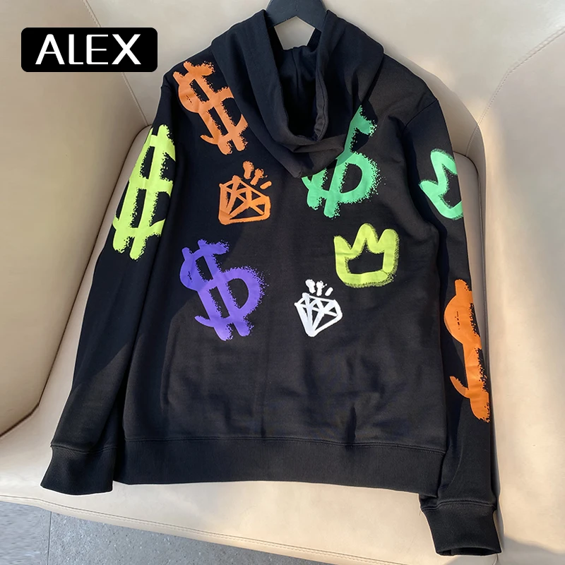 Alex Plein Men Clothing Sweatshirt Men 100% Cotton Steetwear Graffiti Funny Hoodies Sports Men\'s Fashion Winter Casual Wear New