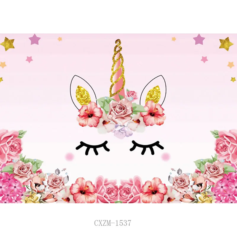 ZHISUXI Unicorn Birthday Banner Glitter Rainbow Photography Backdrops for Baby Party Photographic Backgrounds 210519BB-02