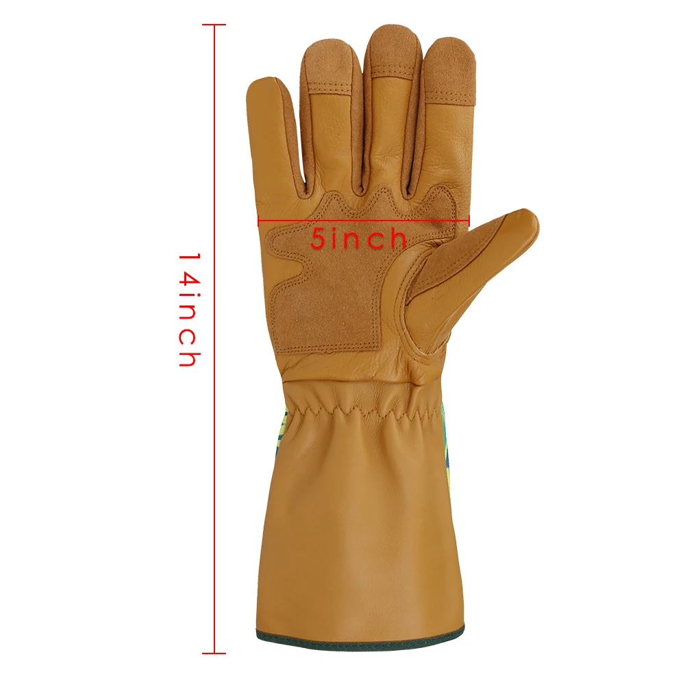 Womens Gardening Gloves Cowhide Leather Gloves for Yard Work, Rose Pruning and Daily Work, Long Cuff Rose Garden Gloves with Fas