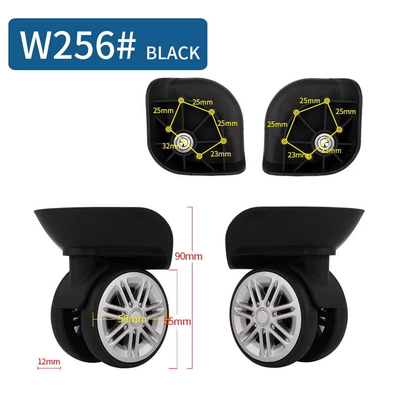 Suitcase Casters Wheels Pull Wheel Bag Accessories Replacement Makeup Trolley Luggage Repair Casters Accessory Parts Black Wheel