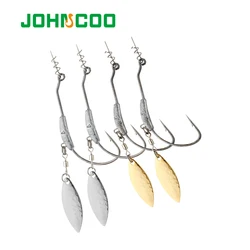 JOHNCOO 2-9g Crank Offset Fishing Hook 8pcs Jig Head Fishhook For Soft Worm Lure Barbed Fishing Hooks