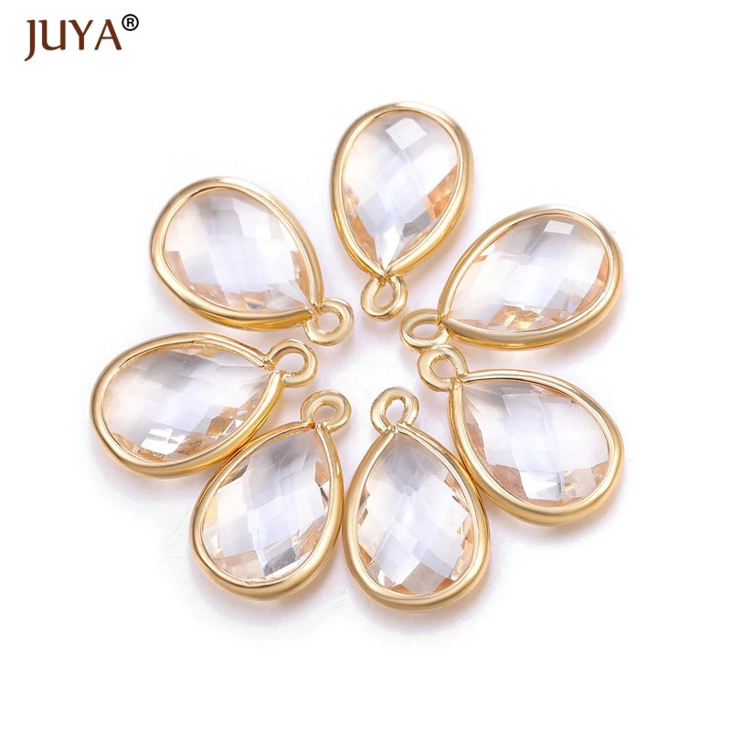 Juya Jewelry diy Accessories Zircon Crystal Charms Pendants for Earrings Necklace Making Supplies Women Jewelry Materials