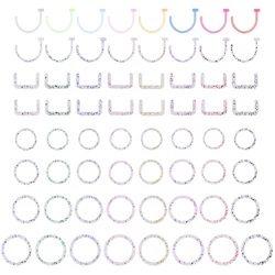 8pcs/Lot Colorful Bioplast Flexible Nose Bone Ring Labret Stud Glitter Septum Piercing Ear Cartilage Tragus Helix Body Jewelry