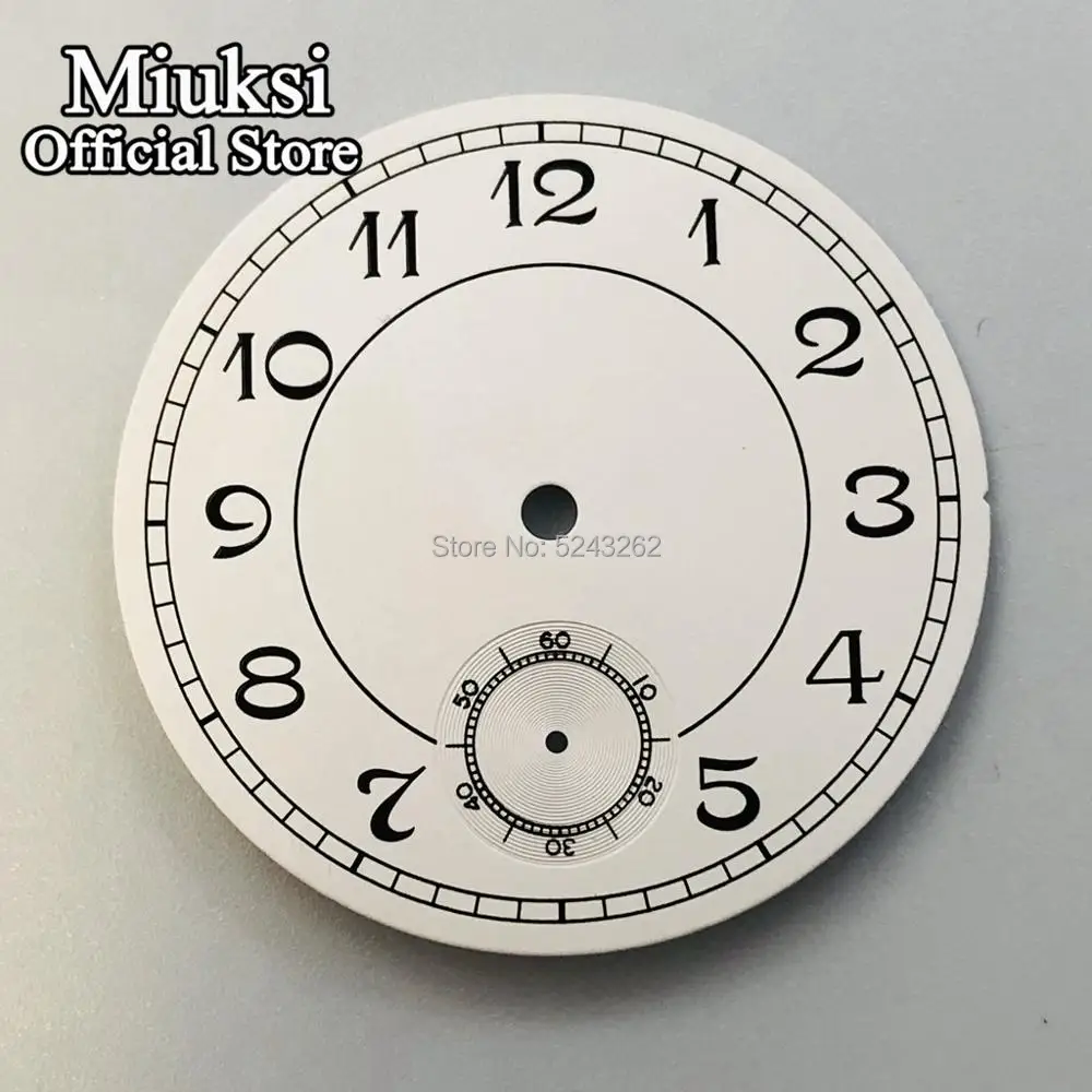 Miuksi 38.9mm white numberals dial fit ETA 6498 or Sea gull st3620 hand winding movement