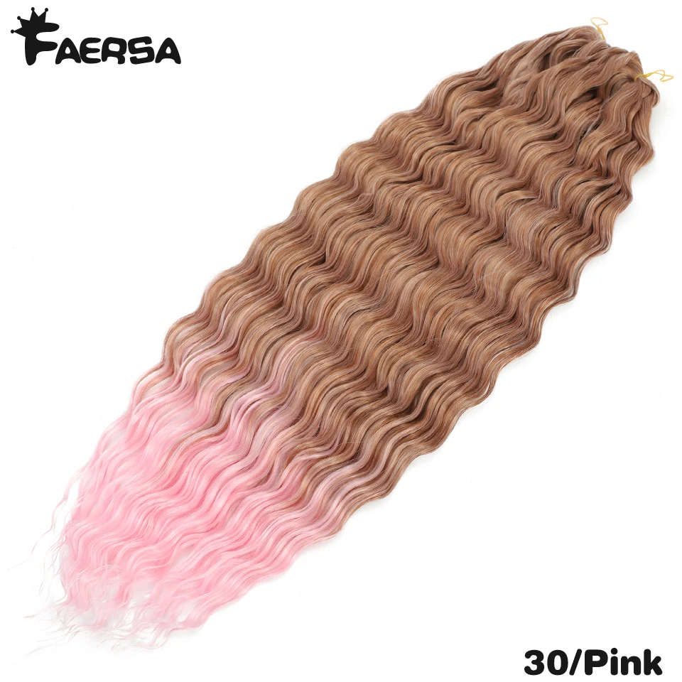 Trenzas Afro sintéticas naturales de ganchillo para mujer, extensiones de cabello trenzado Ombre, giro de onda profunda, baja temperatura