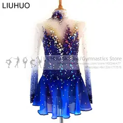 Figure Skating Dress Girls Competition Ice Skating Gradient Color Performance Rhythmic Gymnastics Dance Leotard Christmas Gifts