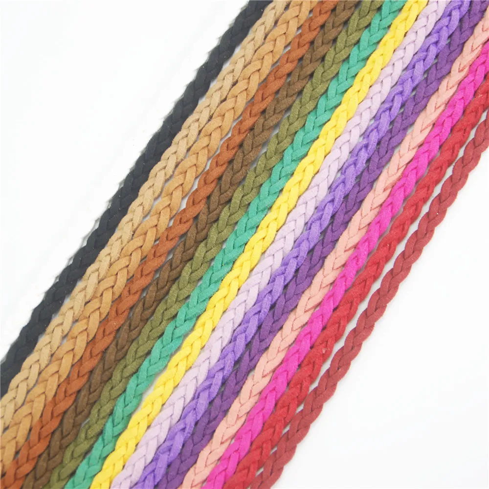 High quality 5meters/lot Faux Suede Leather Braided Beading Cord Rope Thread DIY Accessories 16color for choose ds234