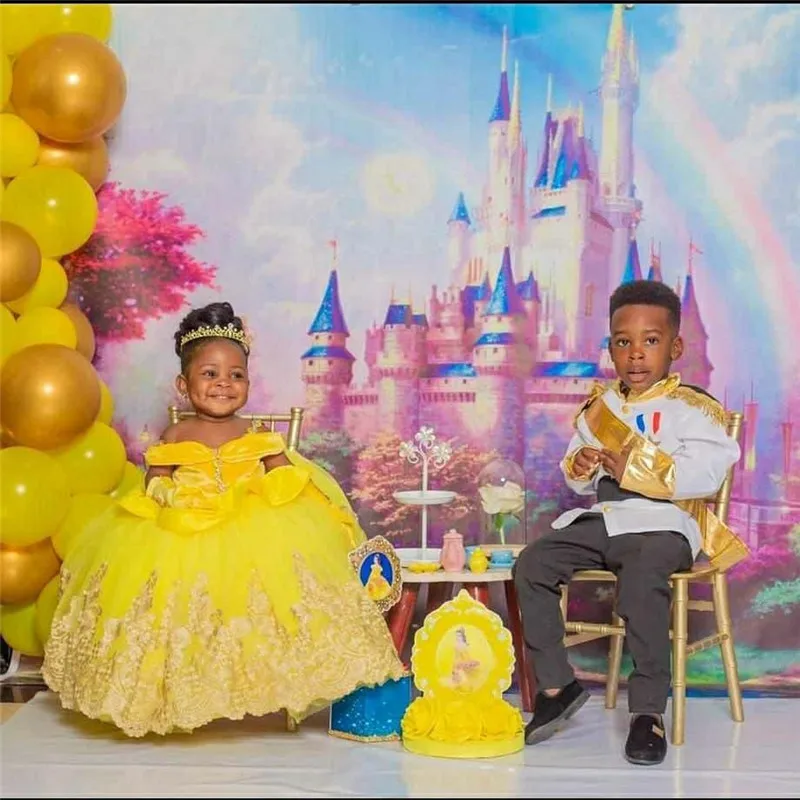 Vestidos de flores para niña, Vestidos daminha para bodas, Vestidos de desfile de noche con lazo, Vestidos de primera comunión para niña