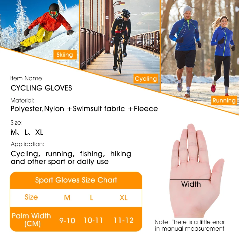 WEST BIKING Winter Bike Gloves Thicken Warm Touch Screen Men Women Cycling Gloves Sport Running Ski MTB Bike Motorcycle Gloves