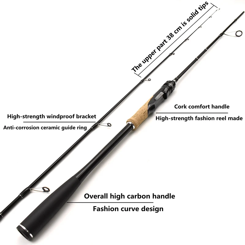 OURBEST 2 Sections Fast Action Carbon Fishing Lure Rod 1.8/2.1/2.4m Spinning Casting Rod Pole Bass Fishing M Power