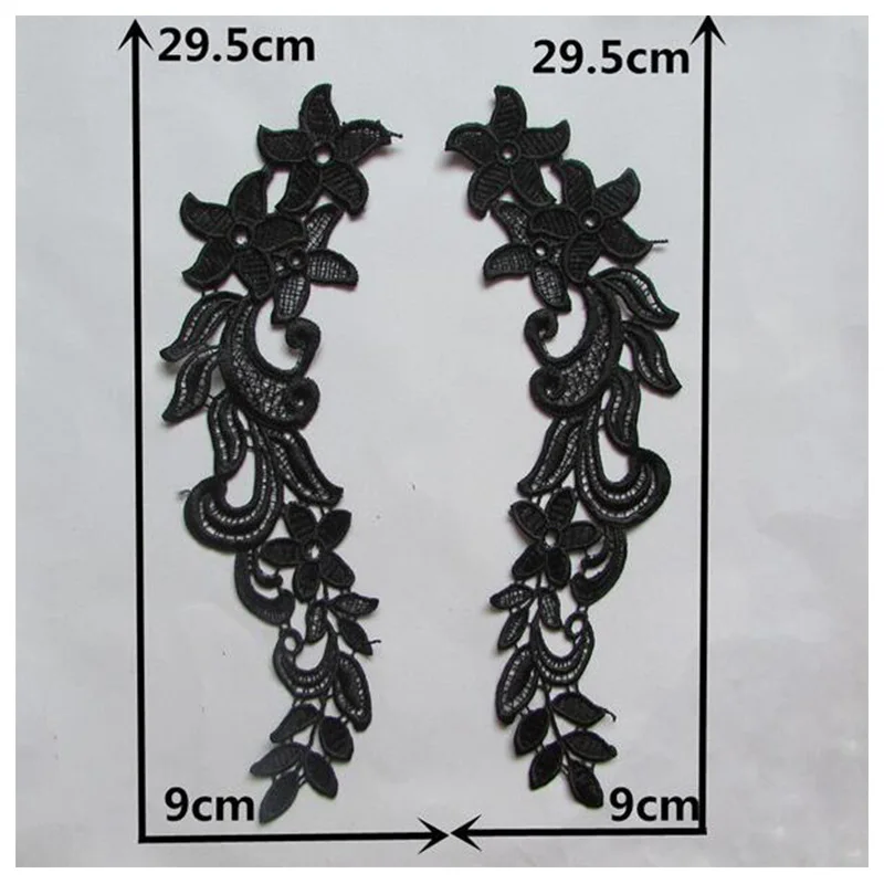 High Quality 3D Black Cotton Embroidery DIY Flower Lace Collar Fabric Sewing Applique Ribbon Trim Neckline Guipure Wedding Decor