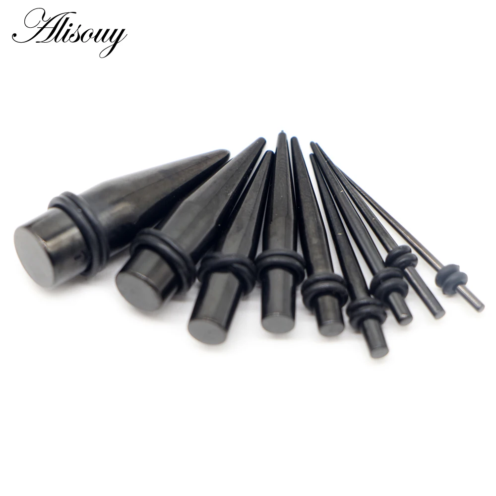 Alisouy 2pcs Surgical Steel Ear Plug and Tunnel Ear Taper Ear Expander Stretcher Ear Stud Gauge Piercing Cartilage Body Jewelry