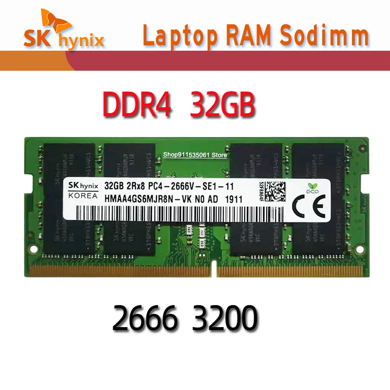 

Память для ноутбука SK Hynix ddr4 ram 32GB PC4 2666Mhz 2400T 2133P 2666v 3200AA SODIMM