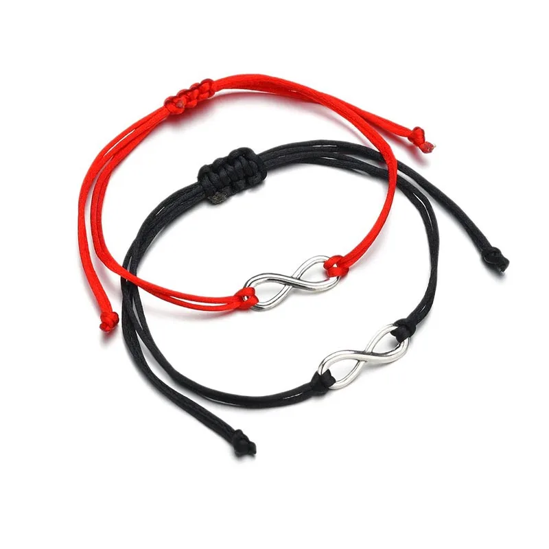 BTWGL 2pcs/set Together Forever Love Infinity Bracelet for Lovers Red String Couple  Women Men's Wish Jewelry Gift