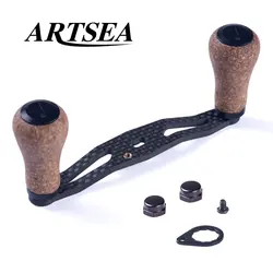 ARTSEA Refit Carbon Fiber Fishing Reel Handle Rocker 30g Rubber Wood Konb for Daiwa or Shimano Baitcasting Reel