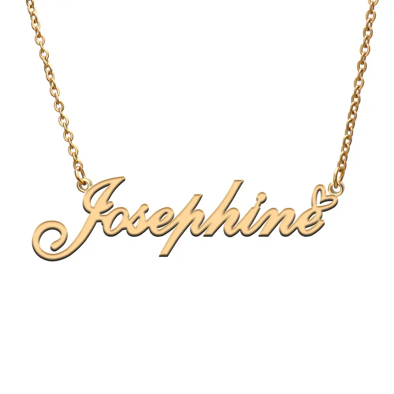 

Josephine with Heart Name Necklace for Women Stainless Steel Jewelry Nameplate Pendant Femme Mother Child Girls Gift