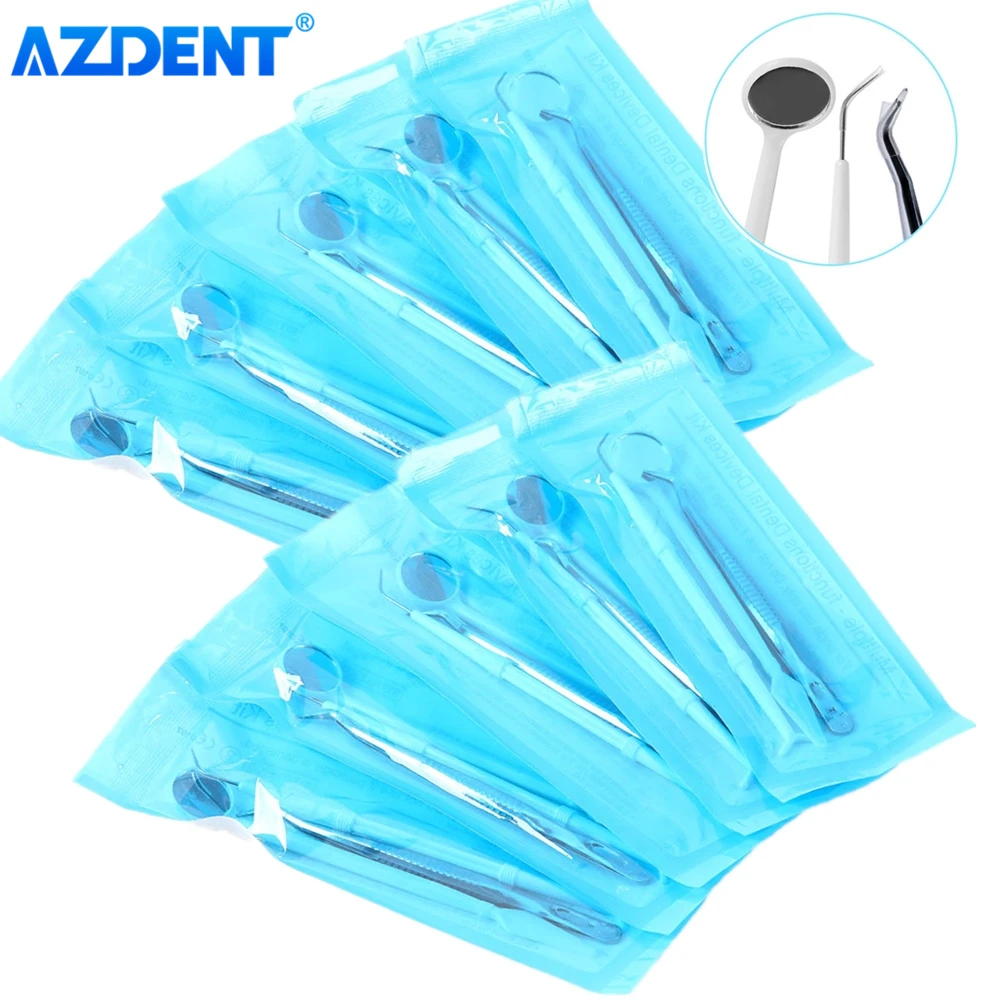 10 Packs Dental Disposable Mirror Plier Explorer Kit AZDENT Instrument 3pcs/Set Dentistry Consumable Dentists Tool