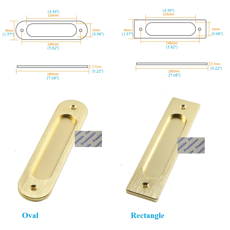 Vareta de alumínio para porta de armário, peça oval retangular angular de liga de alumínio com sulco para puxar o dedo, braço cinza fosco, preto e dourado escovado