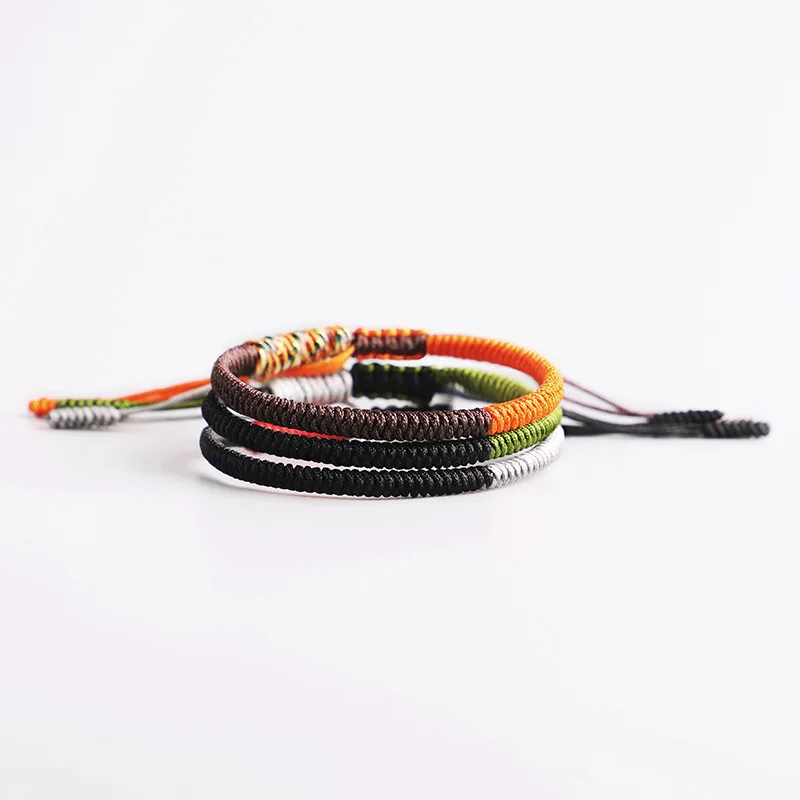 Pulsera de hilo tibetano Budista para hombres y mujeres, pulsera de cuerda de budista hecha a mano, 3 colores, costura, amor, amuleto de la suerte